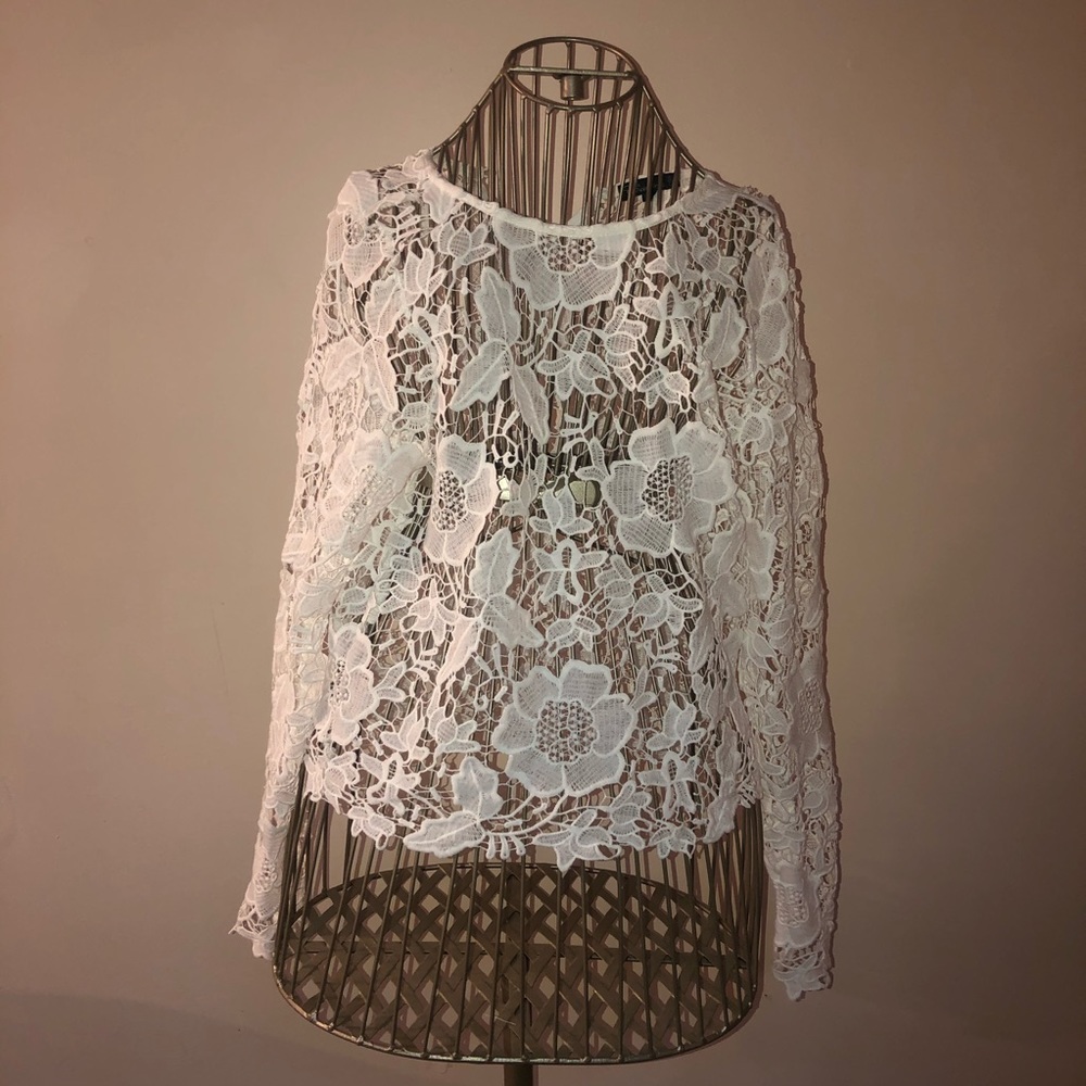 NWOT COUNTESS IVORY TRANSPARENT LONG SLEEVE TOP